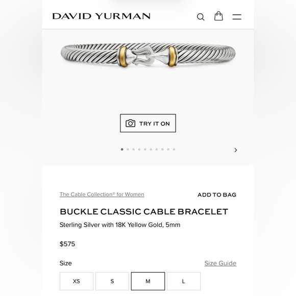David Yurman Hook Silver and Gold Bangle Bracelet - Picture 5 of 6